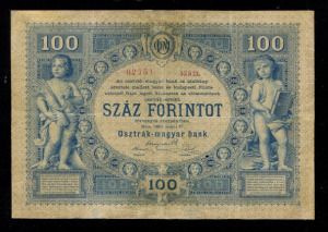 1880 dualizmus 100 forint/ gulden   (hajtásoknál restaurált)   PFM23
