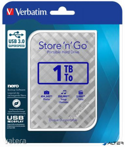 2,5' HDD (merevlemez), 1TB, USB 3.0, VERBATIM 'Store n Go', ezüst
