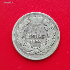 Szerb ezüst 1 Dinar 1879
