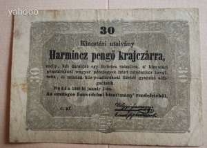30 pengő krajcár Kossuth 1849  1 Ft-ról!!