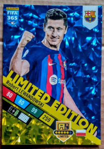 Robert Lewandowski Barcelona limited focis kártya Panini Adrenalyn XL FIFA 365 2023