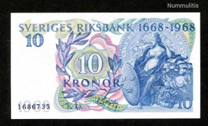 Svédország 1668-1968 10 Korona UNC