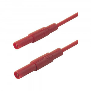 Mérőzsinór, szigetelt mérővezeték 2db 4mm-es toldható banándugóval 2,5 mm? PVC, 50cm piros SKS Hi...