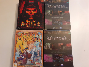 Unreal 1.,  Diablo 2.,  Escape From Monkey Island      DOBOZOS PC játékok