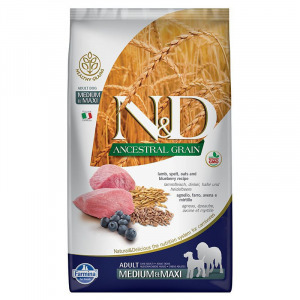 N&D Dog Ancestral Grain bárány, tönköly, zab&áfonya adult medium&maxi 12kg (LPHT-PND1200041)