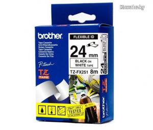 Brother TZE-FX251 laminált P-touch felxibilis szalag (24mm) Black on White - 8m  TZEFX251