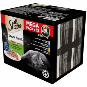 Macska eledel Sheba Megapack Csirke Lazac szín Tonhal Kacsa 32 x 85 g