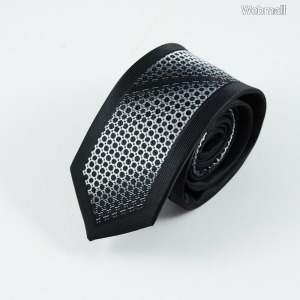 GUSLESON fekete-szürke dupla mintás színátmenetes vékony nyakkendő