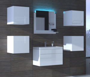 Venezia Alius A20 fürdőszobabútor szett + mosdókagyló + szifon (fényes fehér)